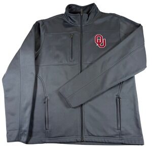 Gen2 Oklahoma Sooners Softshell Jacket Mens Medium Gray OU Full Zip Fleece Lined